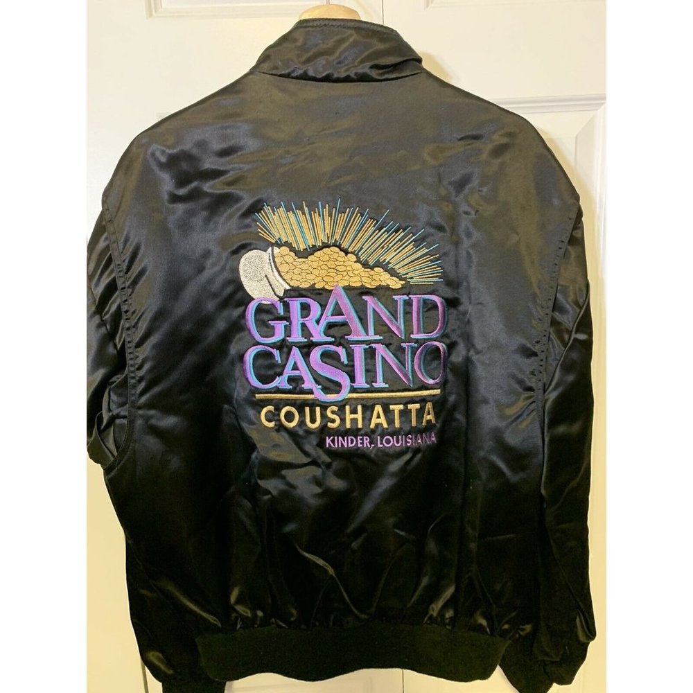 Grand Casino‎ Vintage Satin Jacket Black Full Zip Men’s Sz Large - Picture 10 of 10